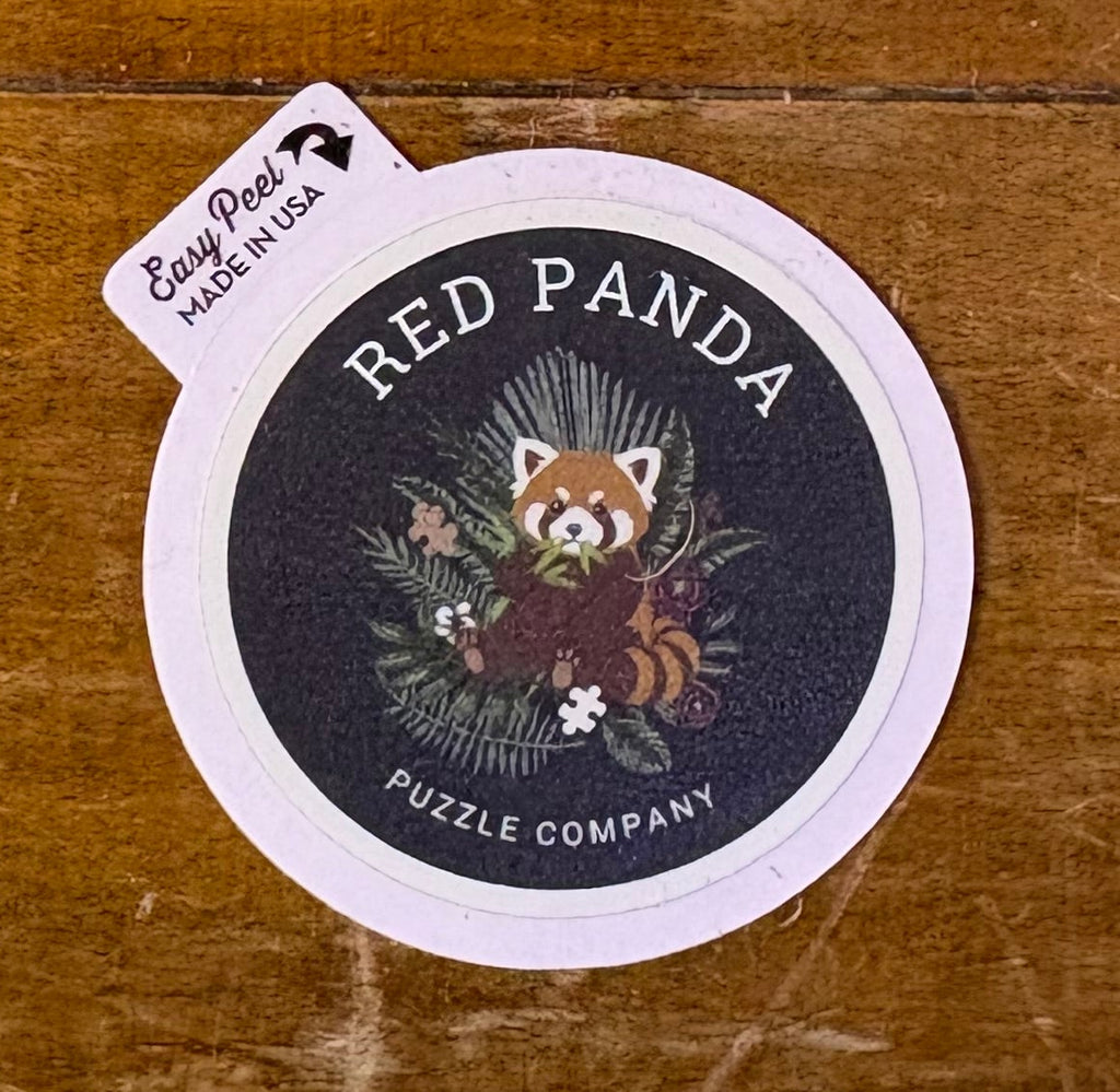 RED PANDA PUZZLE COMPANY LOGO ROUND STICKER (SMALL) $2
